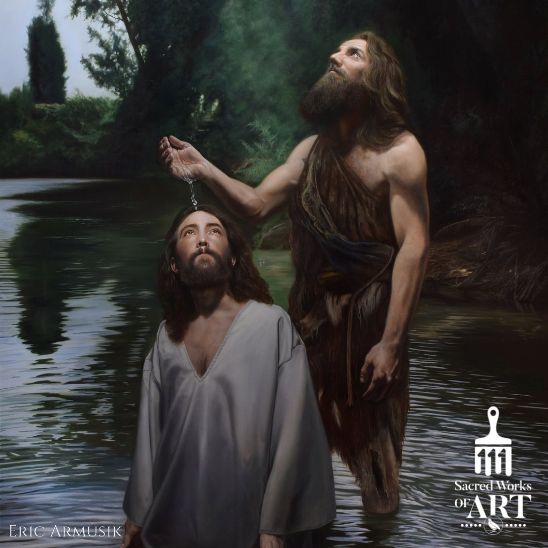 This painting, “Baptism of Christ” by Eric Armusik, was featured on Bishop W. Shawn McKnight’s social media channels on Jan. 9.